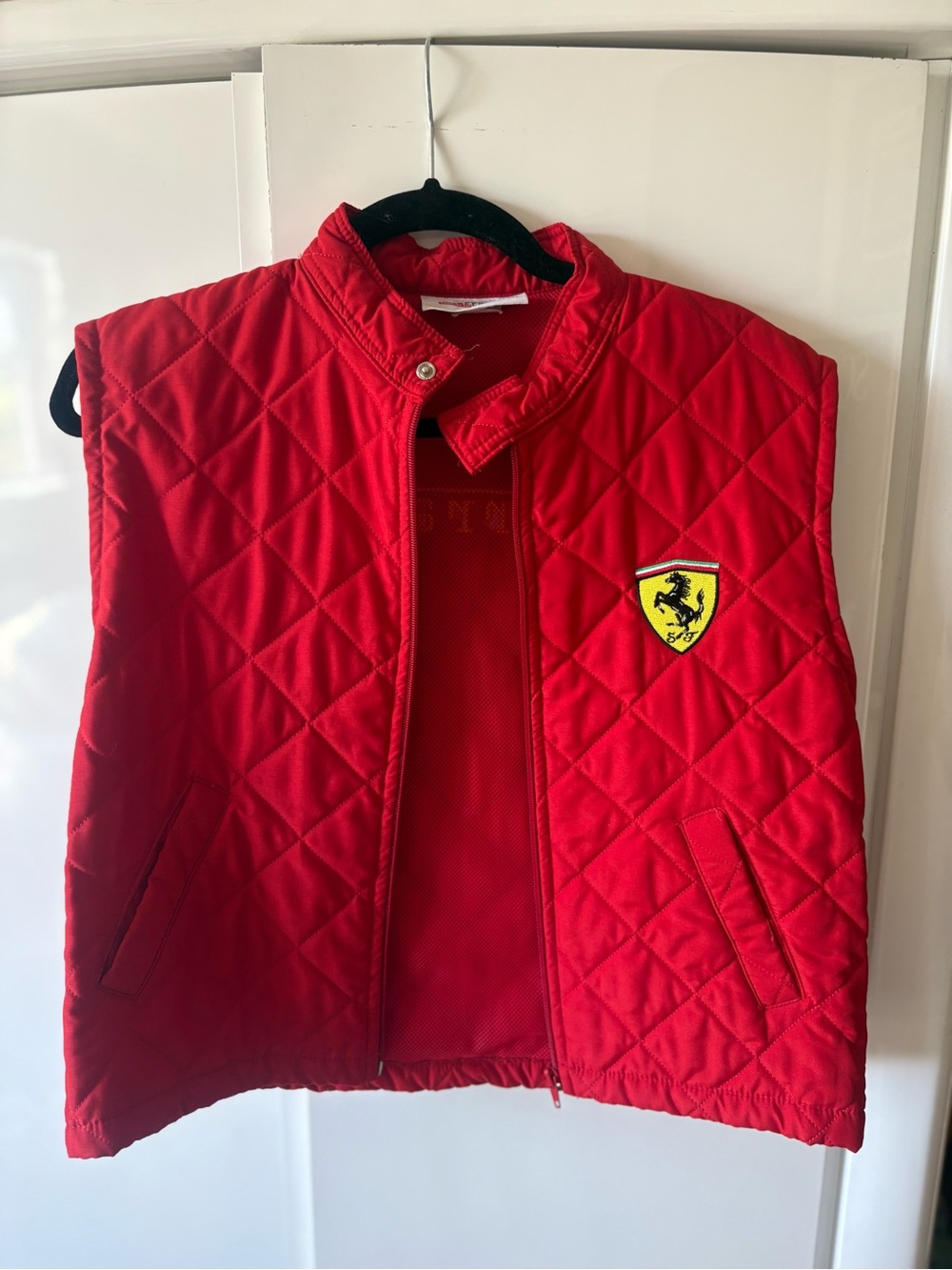 Ferrari Red Quilted Kids Vest with Yellow Shield Patch